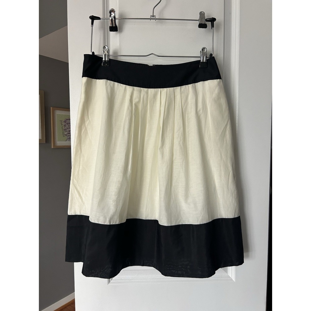 NWT Banana Republic Skirt Women's White Black Silk Blend Color Block Size 8